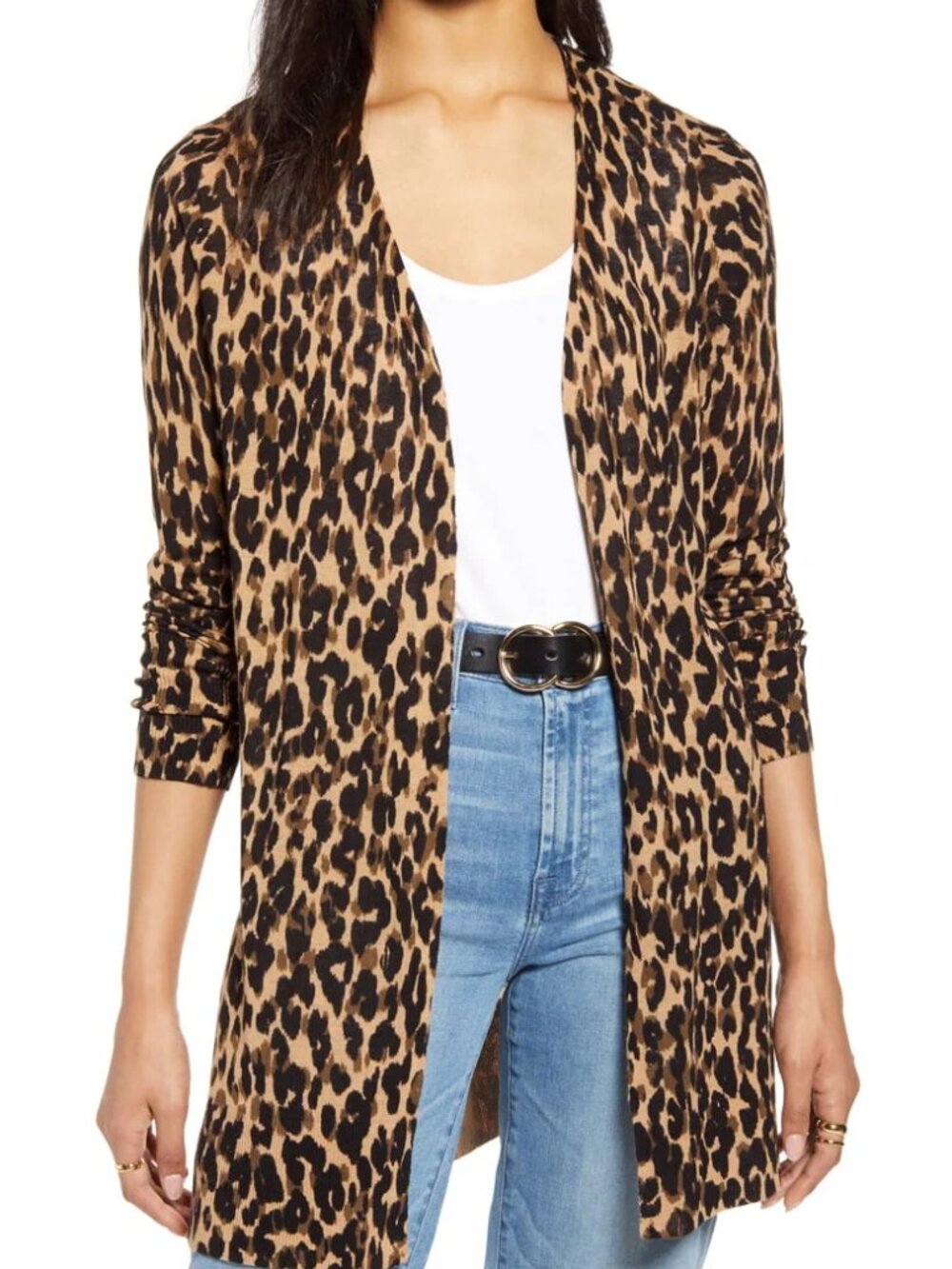 NORDSTROM Halogen Leopard Print Linen Blend Cardigan Size Medium NWT